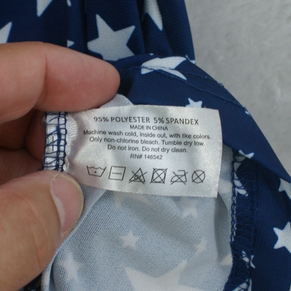 Stars and Stripes Patriotic V-Neck Pocket T-Shirt Navy Blue Red White Americana - Picture 4 of 6